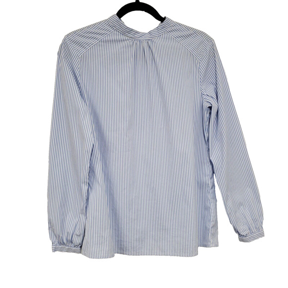 J Mclaughlin Top Small Blue Pinstripe Tie Neck Preppy Feminine Academia Office - Picture 1 of 7